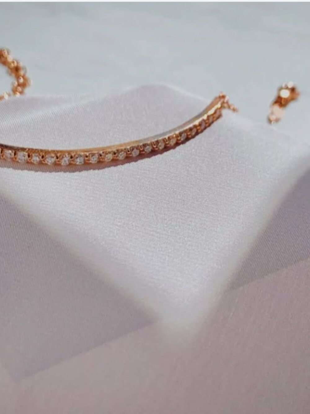 14k Rose Gold Diamond Bar Bracelet - 6" + 2" Extension
